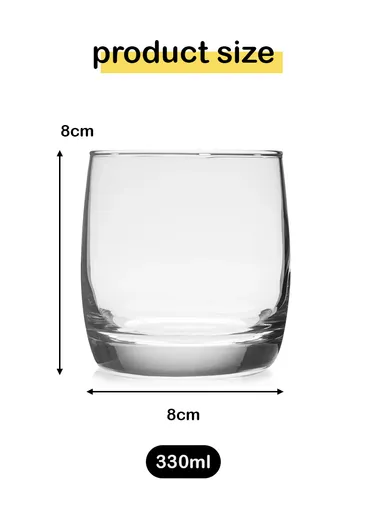 330ml 6Pcs Round Rim Glass Cups with Pentagon Base Shape for Hot &amp; Cold Beverages HS5302 - Transparent