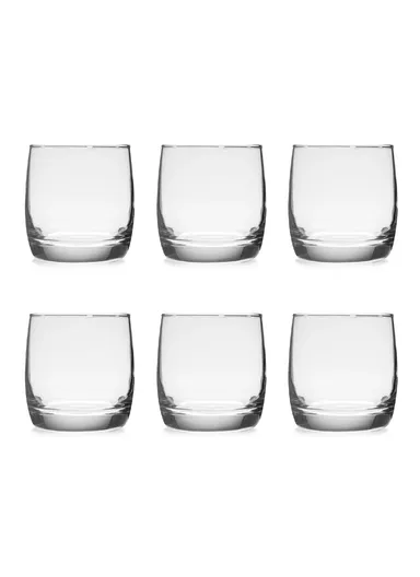 330ml 6Pcs Round Rim Glass Cups with Pentagon Base Shape for Hot &amp; Cold Beverages HS5302 - Transparent