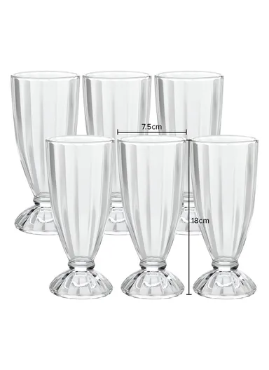  315ml 6Pcs Various Beverages Smothies &amp; Milkshake Glass Cup Set (D7.5 x H17.5)cm