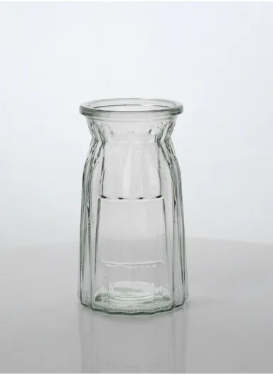 Origami Elegant Simple Design Flower Desk Decorative Glass Vase D9 x H15)cm - Transparent