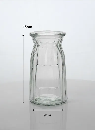 Origami Elegant Simple Design Flower Desk Decorative Glass Vase D9 x H15)cm - Transparent