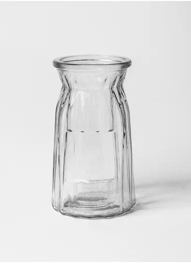 Origami Elegant Simple Design Flower Desk Decorative Glass Vase D9 x H15)cm - Transparent