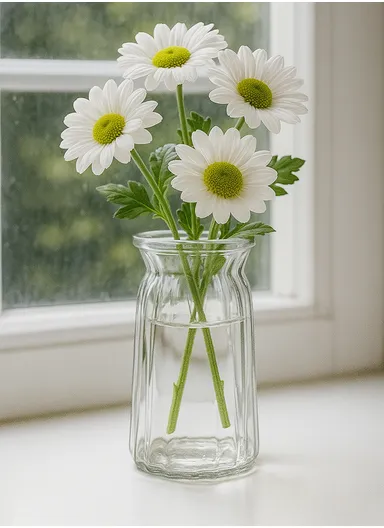 Origami Elegant Simple Design Flower Desk Decorative Glass Vase D9 x H15)cm - Transparent