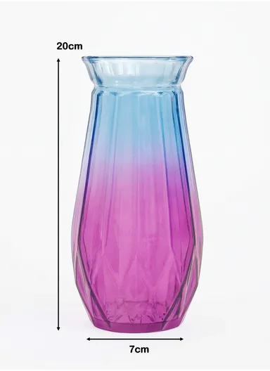 Bright Star Design Multi-Color Elegant Flower Desk Decorative Glass Vase (D7 x H20)cm - Blue &amp; Purple