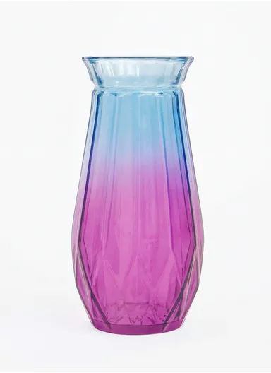 Bright Star Design Multi-Color Elegant Flower Desk Decorative Glass Vase (D7 x H20)cm - Blue &amp; Purple