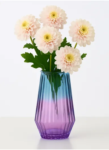 Cappuccino Design Multi-Color Elegant Modern Design Flower Desk Decorative Glass Vase (D12 x H20)cm - Purple &amp; Blue