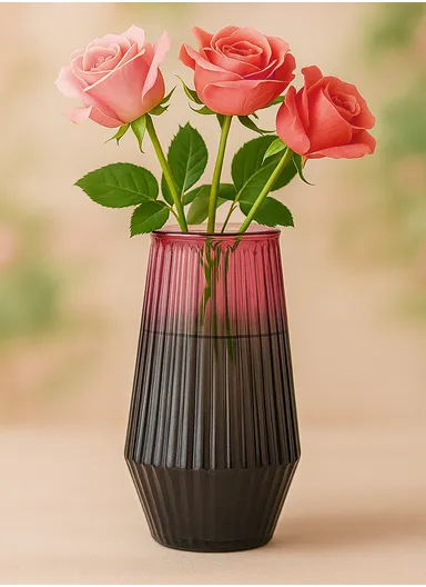 Cappuccino Design Multi-Color Elegant Modern Design Flower Desk Decorative Glass Vase (D11 x H20)cm - Green &amp; Yellow