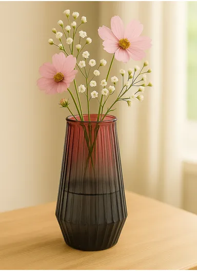 Cappuccino Design Multi-Color Elegant Modern Design Flower Desk Decorative Glass Vase (D11 x H20)cm - Green &amp; Yellow