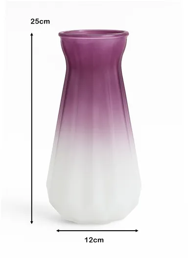 Origami Frosted Design Multi-Color Elegant Matte Flower Desk Decorative Glass Vase (D12 x H25)cm - Purple &amp; White