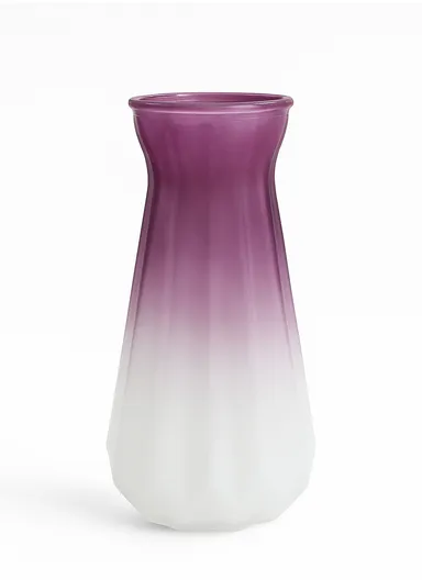 Origami Frosted Design Multi-Color Elegant Matte Flower Desk Decorative Glass Vase (D12 x H25)cm - Purple &amp; White