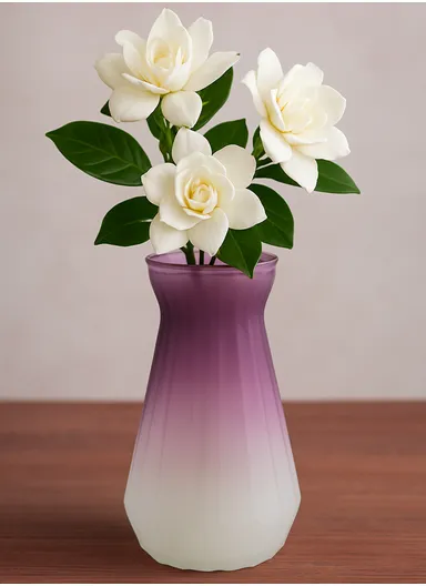 Origami Frosted Design Multi-Color Elegant Matte Flower Desk Decorative Glass Vase (D12 x H25)cm - Purple &amp; White