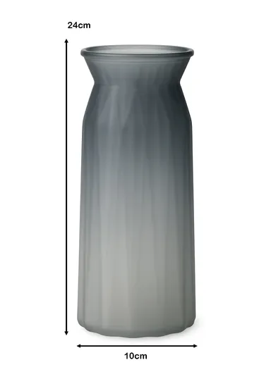 Origami Frosted Design Multi-Color Elegant Matte Flower Desk Decorative Glass Vase (D11 x H24)cm - Grey