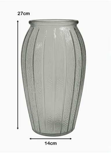 Lantern Design Elegant Simple Flower Desk Decorative Glass Vase (D14 x H27)cm - Transparent