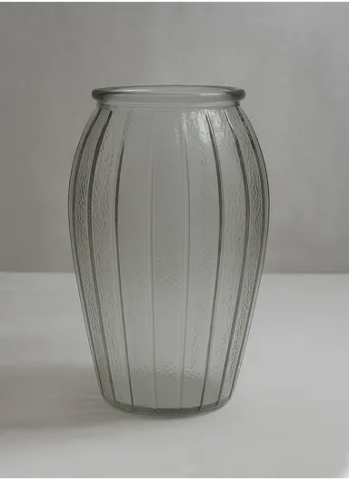 Lantern Design Elegant Simple Flower Desk Decorative Glass Vase (D14 x H27)cm - Transparent