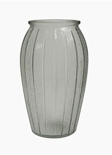 Lantern Design Elegant Simple Flower Desk Decorative Glass Vase (D14 x H27)cm - Transparent