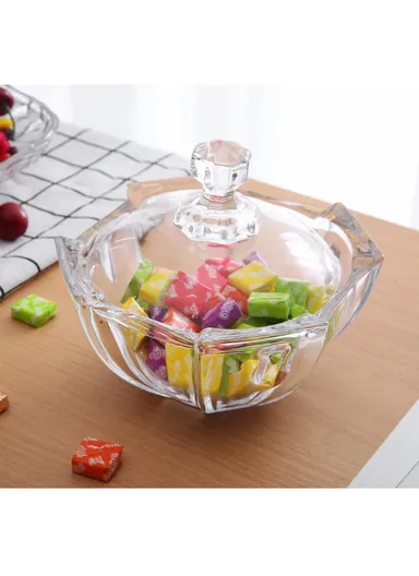 Modern Style Glass Jar with Lid, Multi-Use Wide Mouth Storage Candy Container TG518 (D16.5 x H15.5)cm