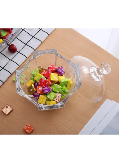 Modern Style Glass Jar with Lid, Multi-Use Wide Mouth Storage Candy Container TG518 (D16.5 x H15.5)cm