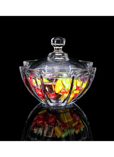 Modern Style Glass Jar with Lid, Multi-Use Wide Mouth Storage Candy Container TG518 (D16.5 x H15.5)cm