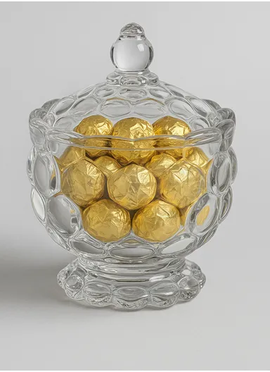 Glass Candy Jar with Lid Decorative Storage Container C73B (D8.5 x H11)cm
