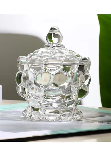 Glass Candy Jar with Lid Decorative Storage Container C73B (D8.5 x H11)cm
