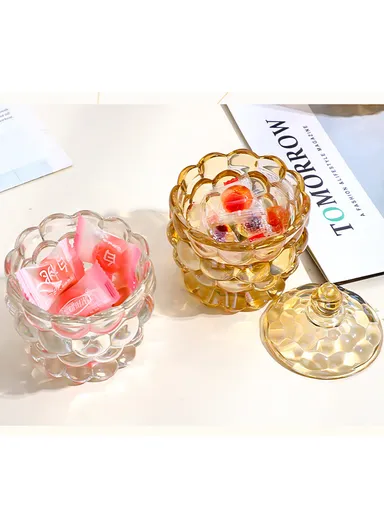 Glass Candy Jar with Lid Decorative Storage Container C73B (D8.5 x H11)cm