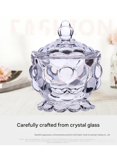 Glass Candy Jar with Lid Decorative Storage Container C73B (D8.5 x H11)cm