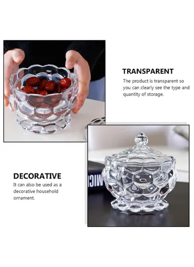 Glass Candy Jar with Lid Decorative Storage Container C73B (D8.5 x H11)cm
