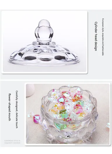 Glass Candy Jar with Lid Decorative Storage Container C73B (D8.5 x H11)cm
