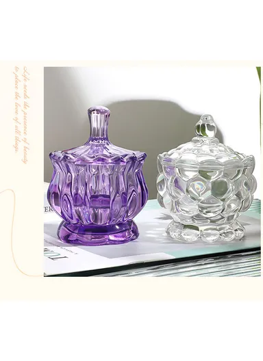 Glass Candy Jar with Lid Decorative Storage Container C73B (D8.5 x H11)cm