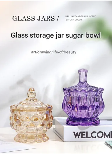 Glass Candy Jar with Lid Decorative Storage Container C73B (D8.5 x H11)cm