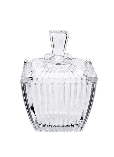 Glass Sugar Bowl with Lid, Transparent Storage Jar TG524