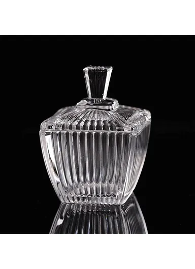 Glass Sugar Bowl with Lid, Transparent Storage Jar TG524