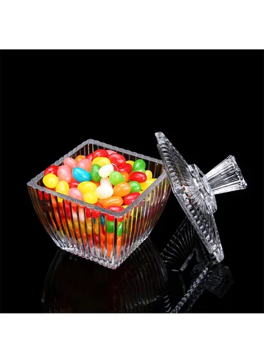 Glass Sugar Bowl with Lid, Transparent Storage Jar TG524