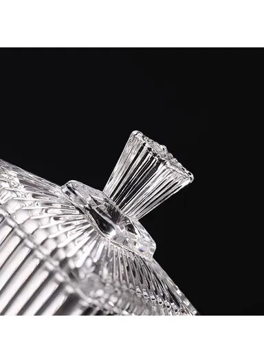 Glass Sugar Bowl with Lid, Transparent Storage Jar TG524