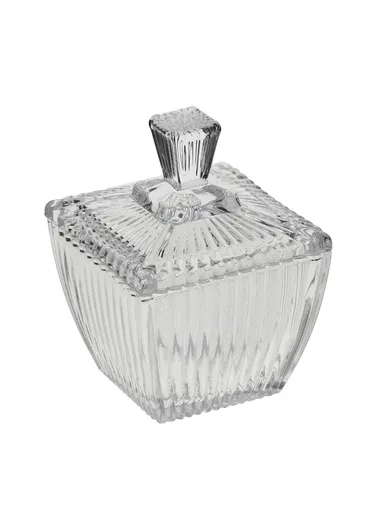 Glass Sugar Bowl with Lid, Transparent Storage Jar TG524