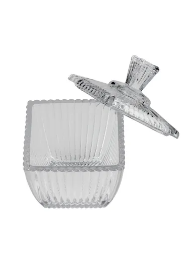 Glass Sugar Bowl with Lid, Transparent Storage Jar TG524