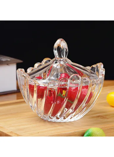 Mini Modern Style Glass Jar with Lid, Multi-Use Wide Mouth Storage Candy Container S508 (D11.5 x H11.5)cm