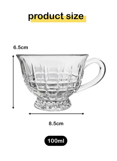 100ml 6-Pcs Hot Drinks Glass Mugs Set with Comfortable Grip ZB3208