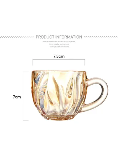 3Pcs 160ml Stylish Glass Cups Set With Comfortable Grip ZB44A-HP (D7.5 x H7)cm