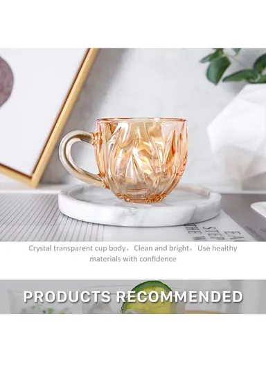 3Pcs 160ml Stylish Glass Cups Set With Comfortable Grip ZB44A-HP (D7.5 x H7)cm