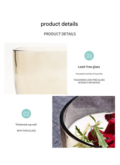 2-Pcs 385ml Glass Round Rim Milk, Tea Mug Set (D10.5 x W8.5)cm - Yellow