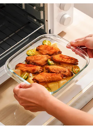 0.9L Square Borosilicate Glass Baking Dish Oven-Safe Tray (19.5x17x4.5)cm 