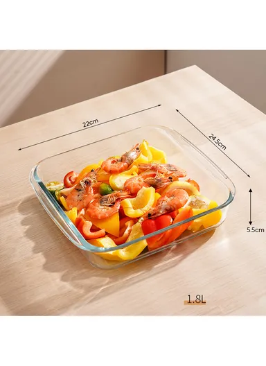 1.8L Square Borosilicate Glass Baking Dish Oven-Safe Tray (24.5x22x5.5)cm