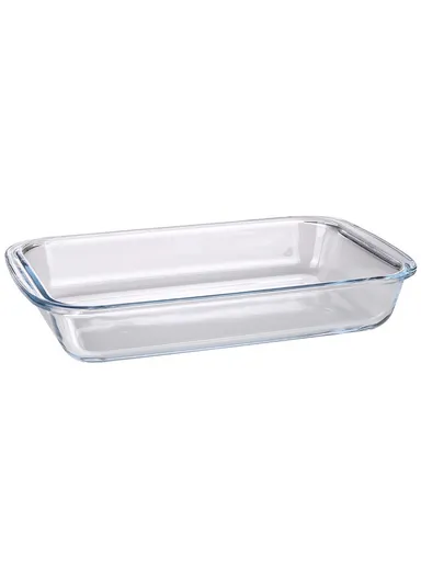 1L Multifunctional Transparent Rectangular Borosilicate Glass Tray for Baking &amp; Serving (W26 x D15 x H4.5)cm