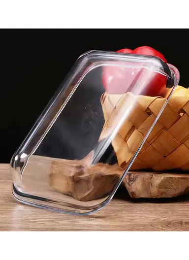 1L Multifunctional Transparent Rectangular Borosilicate Glass Tray for Baking &amp; Serving (W26 x D15 x H4.5)cm