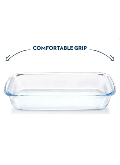 1L Multifunctional Transparent Rectangular Borosilicate Glass Tray for Baking &amp; Serving (W26 x D15 x H4.5)cm