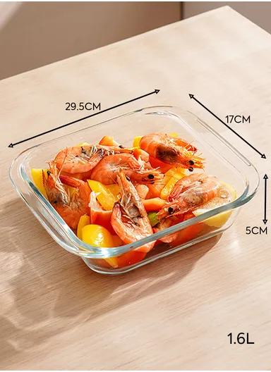 1.6L Square Borosilicate Glass Baking Dish Oven-Safe Tray (L29.5 x W17 x H5)cm