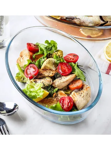 1.6L Oval Borosilicate Glass Baking Dish Oven-Safe Tray (25.5x18x6)cm