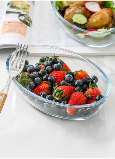 0.7L Oval Borosilicate Glass Baking Dish Oven-Safe Tray (20.5x13.5x4.5)cm
