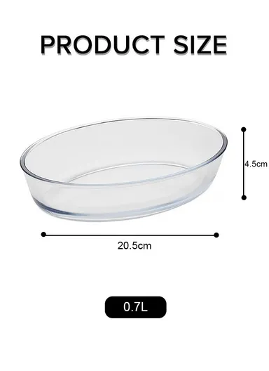 0.7L Oval Borosilicate Glass Baking Dish Oven-Safe Tray (20.5x13.5x4.5)cm
